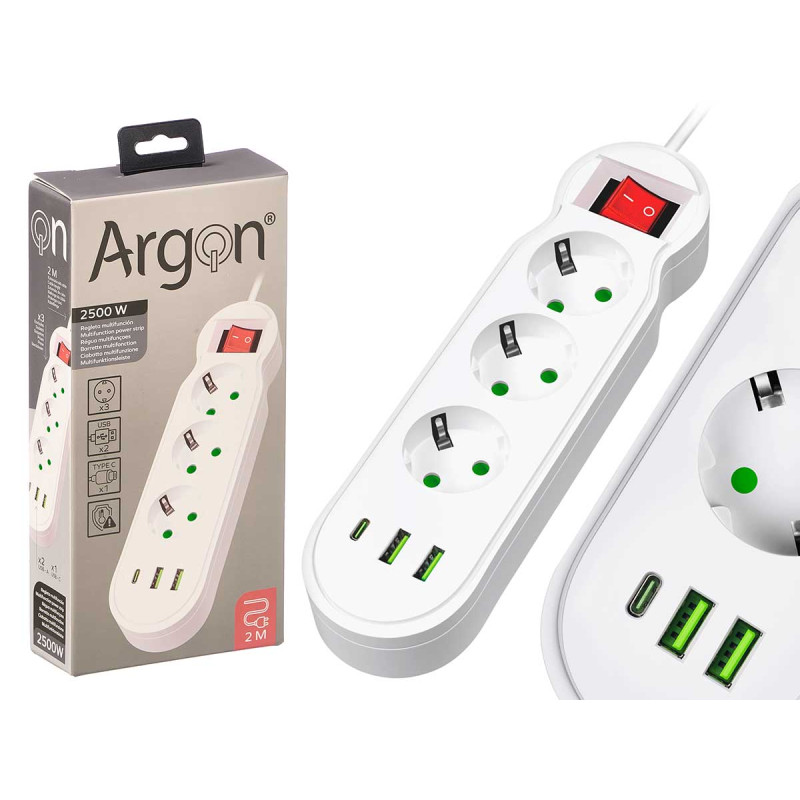MULTIFUCTION  POWER STRIP 3 3 OUTLET SWITCH 2500W