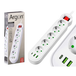 MULTIFUCTION  POWER STRIP 5 3 OUTLET SWITCH 2500W