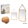MIROIR RECTANGULAIRE EN BAMBOU 38CM SANGLE EN CUIR