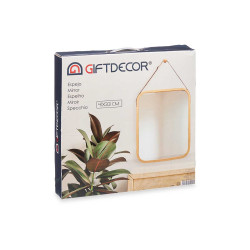 RECTANGULAR BAMBOO MIRROR 41X33CM LEATHER STRAP