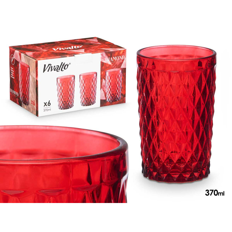 BICCHIERE DIAMANTE ROSSO 370 ML