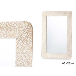 MIROIR 60 X 90 CM FEUILLES NATUREL BLANC