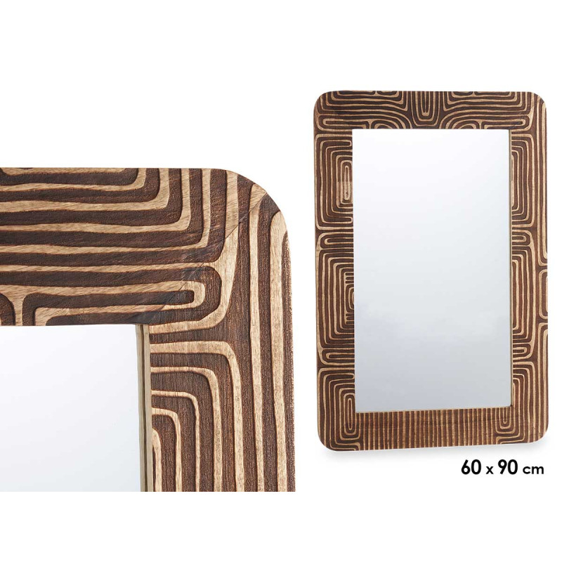 ESPELHO 60 X 90 CM CURVAS CASTANHO
