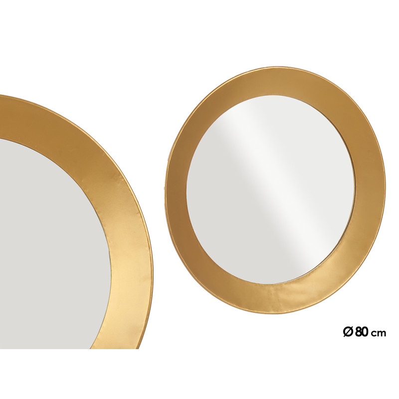 MIROIR ROND DORE 80CM