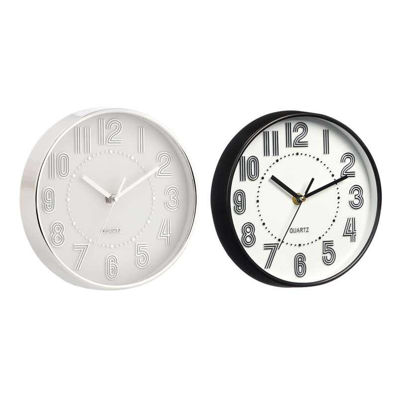 ROUND CLOCK 20 CM STRIPED NUMBERS ASSORTED 2