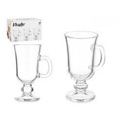 TAZA VIDRIO CAFE LATTE CON PIE Y ASA 250ML