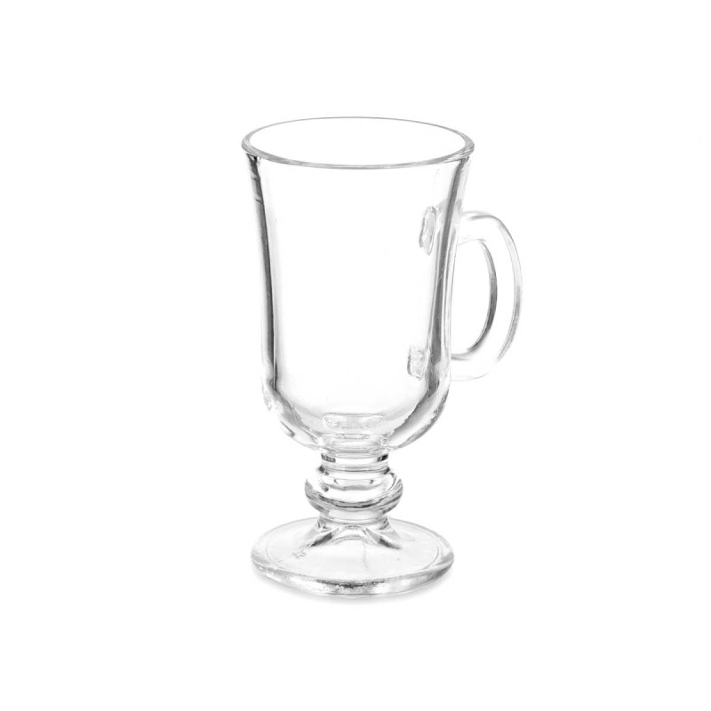 TAZA VIDRIO CAFE LATTE CON PIE Y ASA 250ML