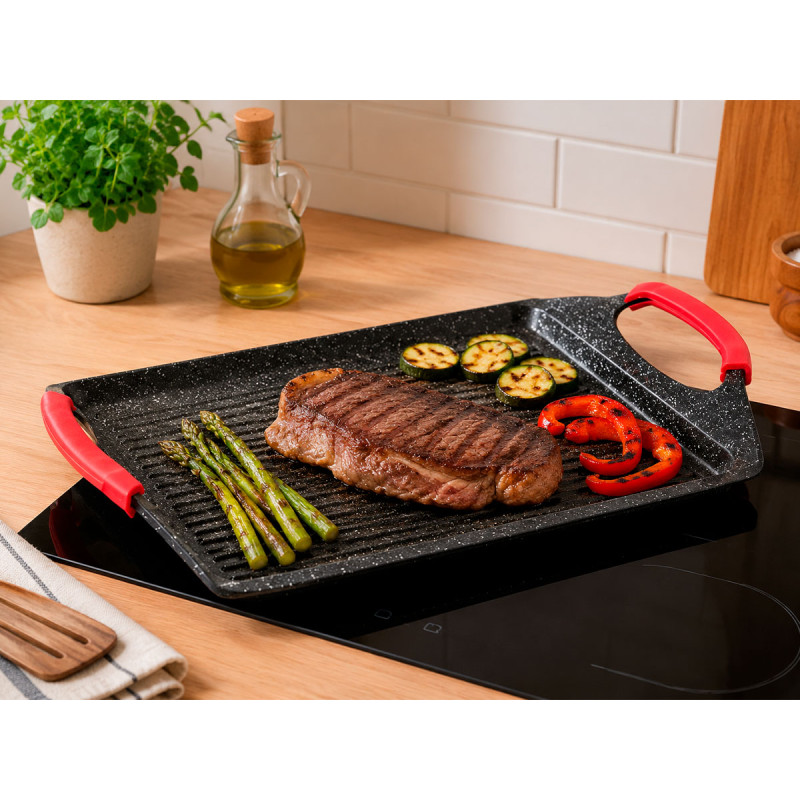 POELE GRILL 34X26CM ALUMINIUM FONDU INDUCTION