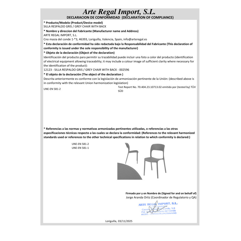 GREY CHAIR WITH BACK