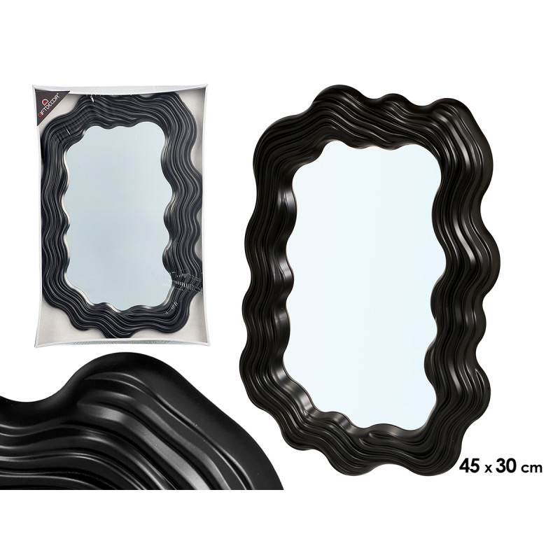 ESPEJO PLASTICO FORMA NEGRO 45CM