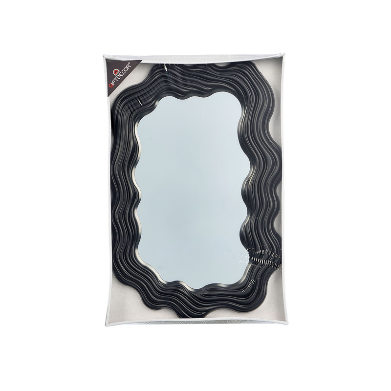BLACK PLASTIC SHAPED MIRROR 45CM