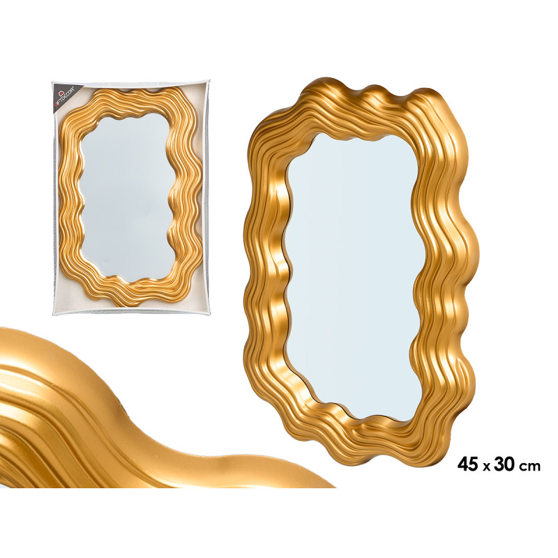 MIROIR PLASTIQUE DORÉ 45CM