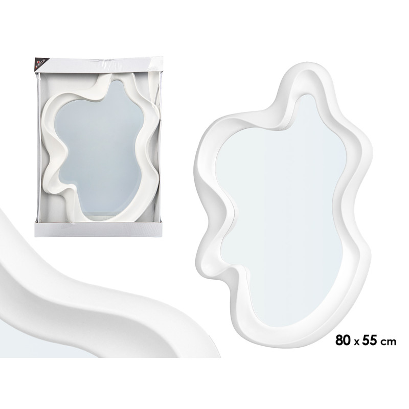 ESPEJO PLASTICO FORMA BLANCO 80CM