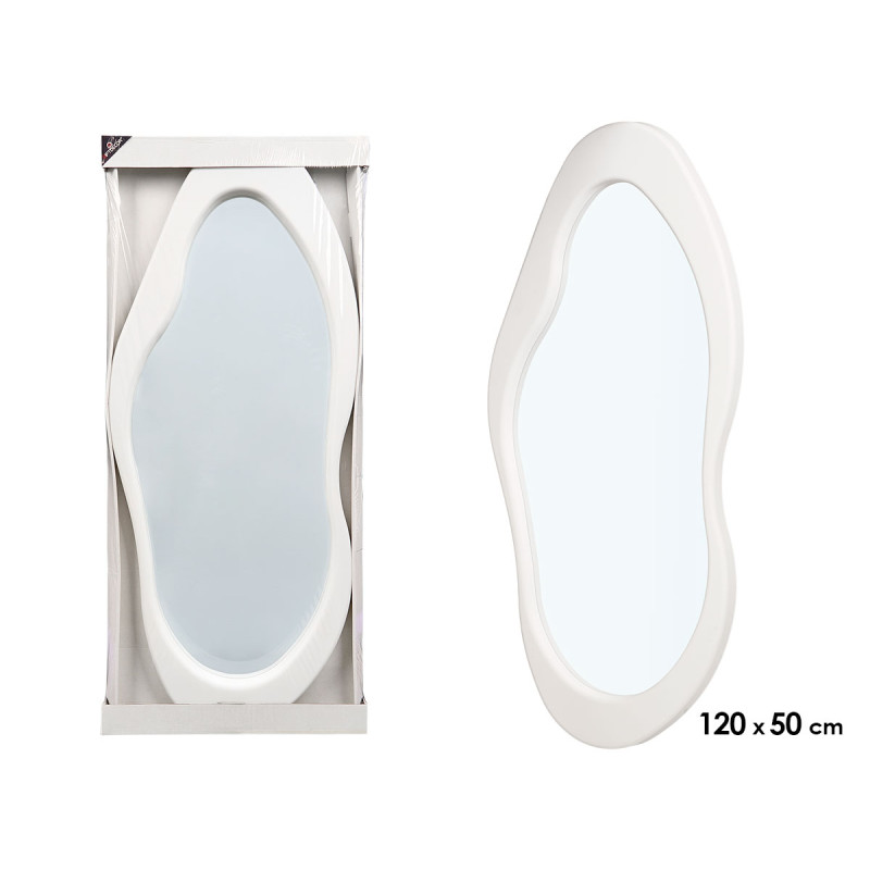 MIROIR DE FORME EN PLASTIQUE BLANC 120CM