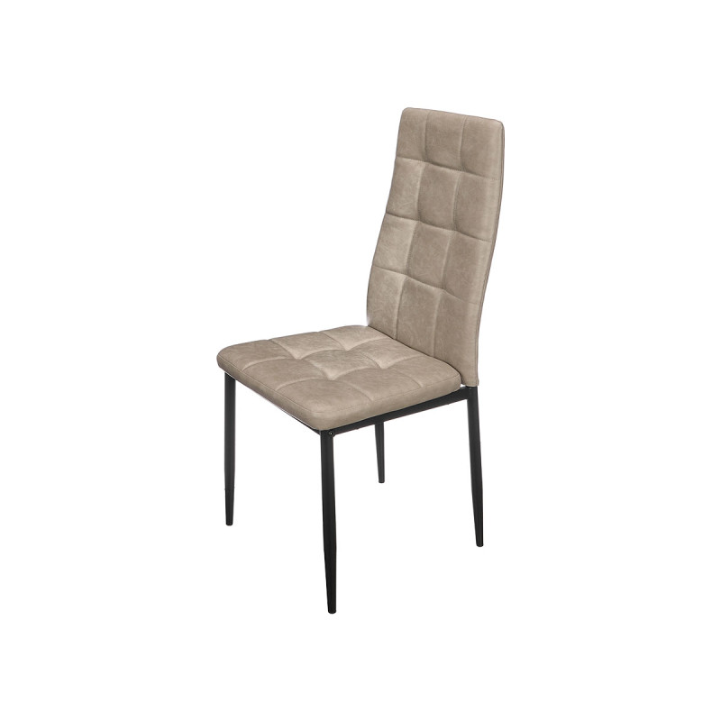 CHAISE EN CUIR GRIS À HAUT DOSSIER