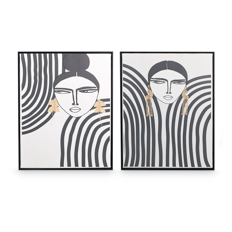BLACK CANVA FRAME WOMAN STRIPE ASSORTED 2