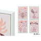 TABLEAU TOILE CADRE BLANC VASES ROSE ASSORT 4