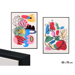 CUADRO LIENZO MARCO NEGRO MULTICOLOR 50X70 SURT2