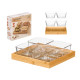 4 GLASS BOWLS BAMBOO TRAY