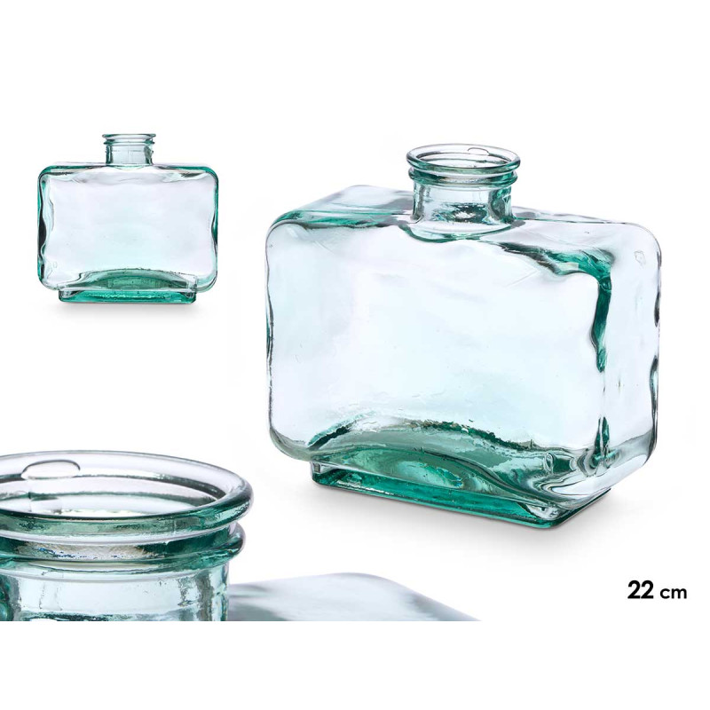 JARRA VIDRO RECICLADO RETANGULAR 22 X 21 CM