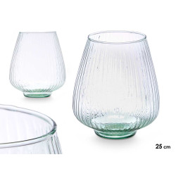 RECYCLED STRIPED GLASS VASE 25 CM