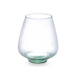 VASE EN VERRE RECYCLÉ RAYÉ 22 D X 25 CM 