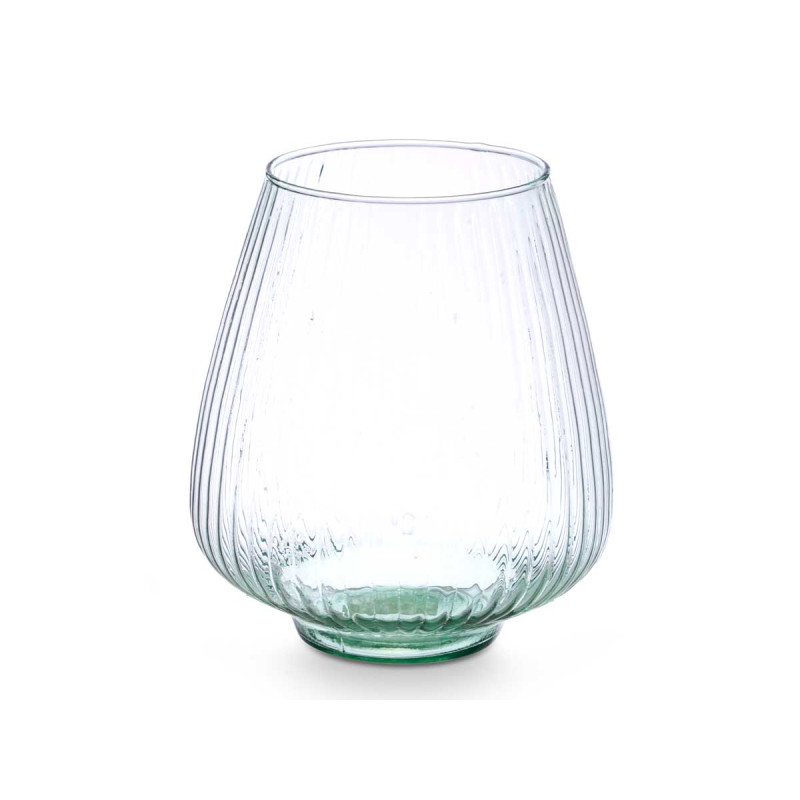 VASE EN VERRE RECYCLÉ RAYÉ 22 D X 25 CM 
