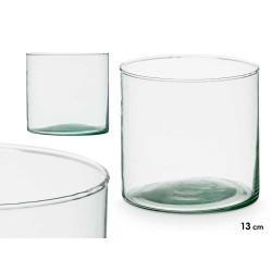 RECYCLED GLASS CYLINDER VASE 13 CM