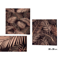 CANVAS 28X28 CM LEAVES BLACK BACK ASS 2