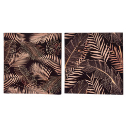 CANVAS 28X28 CM LEAVES BLACK BACK ASS 2