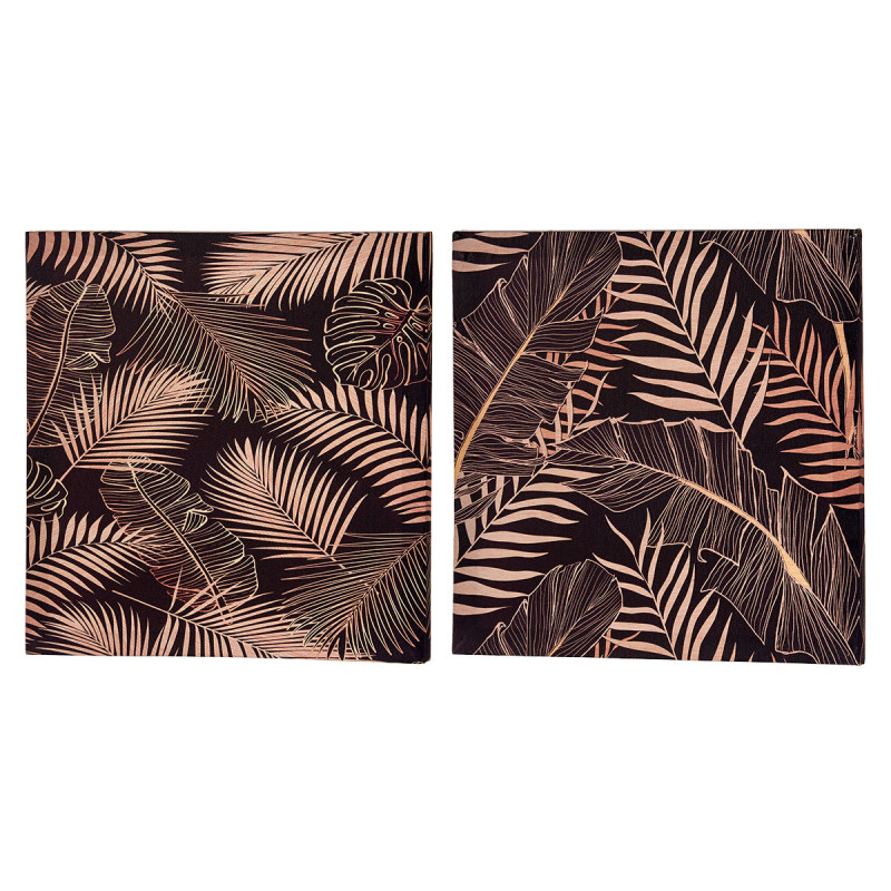 CANVAS 28X28 CM LEAVES BLACK BACK ASS 2