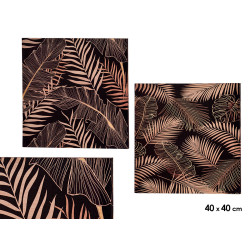 CANVAS 40X40 CM LEAVES BLACK BACK ASS 2