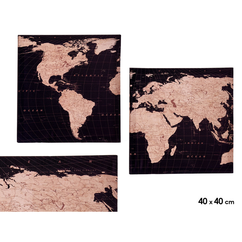 CANVAS 40X40 CM WORLD MAP BACK ASS 2