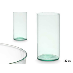 RECYCLED GLASS CYLINDER VASE 15X30CM
