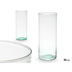 RECYCLED GLASS CYLINDER VASE 12X30CM