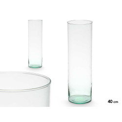 RECYCLED GLASS CYLINDER VASE 12X40CM