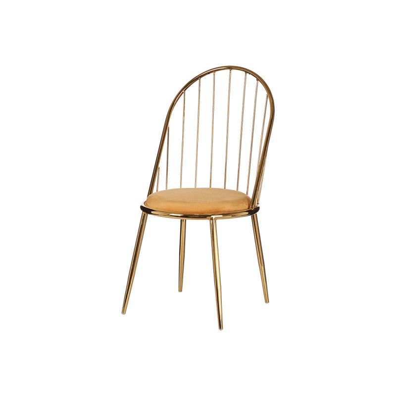 SILLA BARROTES RESPALDO ALTO CROMADA ORO MOSTAZA