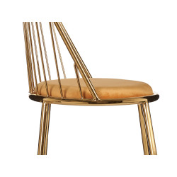 BARS GOLD CHROMED CHAIR TALL BACK MUSTARD COLOR