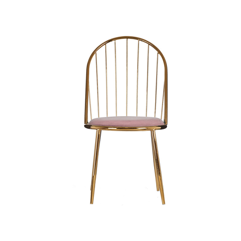CHAISE BARREAUX DOSSIER HAUT CHROME OR ROSE