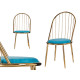 BARS GOLD CHROMED CHAIR TALL BACK BLUE