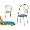 BARS GOLD CHROMED CHAIR TALL BACK BLUE