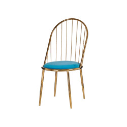 BARS GOLD CHROMED CHAIR TALL BACK BLUE