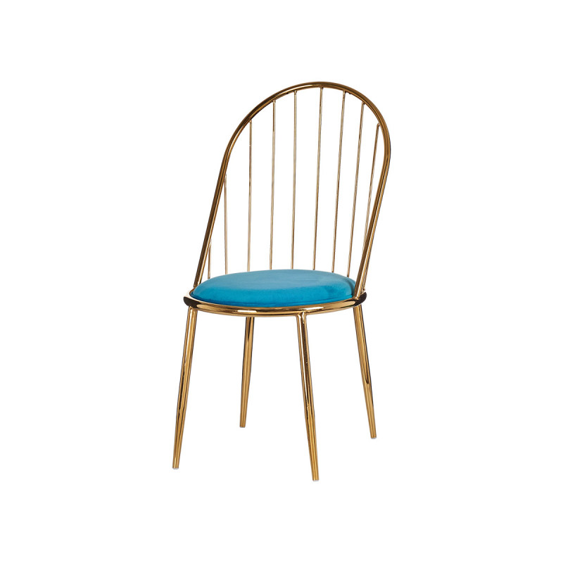 SILLA BARROTES RESPALDO ALTO CROMADA ORO AZUL