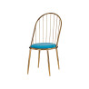 CHAISE BARREAUX DOSSIER HAUT CHROME OR BLEU