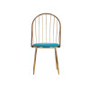 BARS GOLD CHROMED CHAIR TALL BACK BLUE