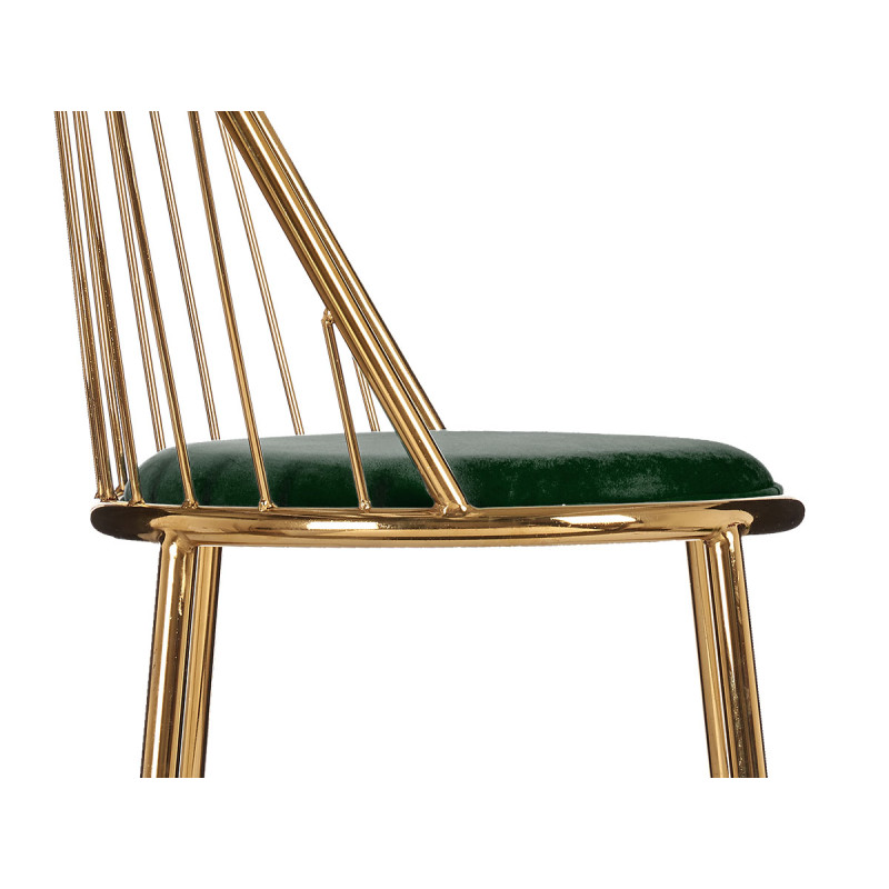 CHAISE BARREAUX DOSSIER HAUT CHROME OR VERT