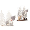 FIGURA DECORATIVA MADEIRA PAI NATAL E RENA CINZENT