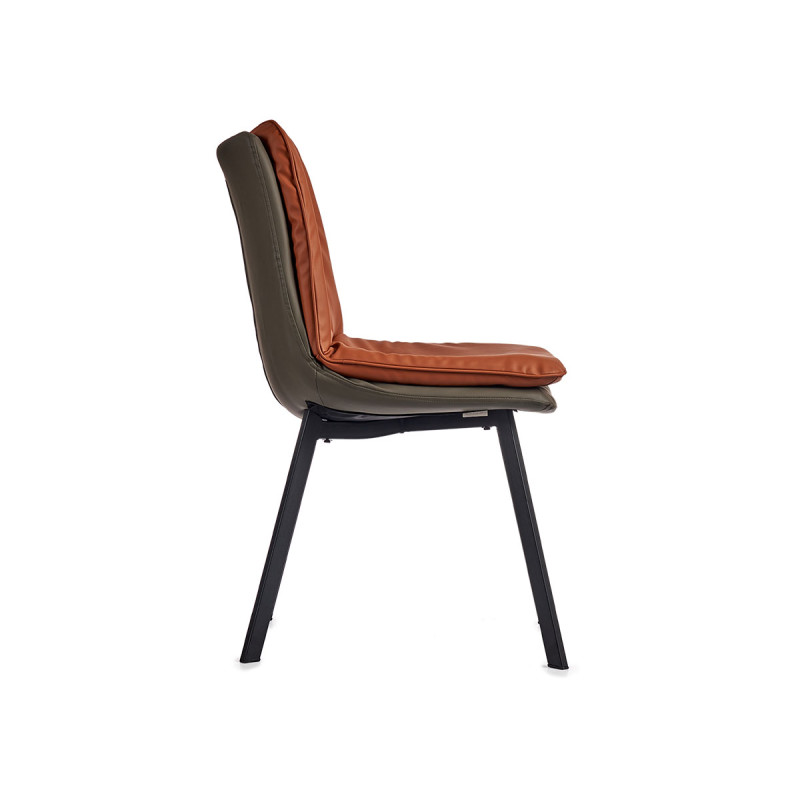 FAUTEUIL MOUTARDE DOSSIER AVEC BOUTONS BORD GRIS