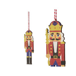WOODEN NUTCRACKER W SCEPTER PENDANT ORNAMENT