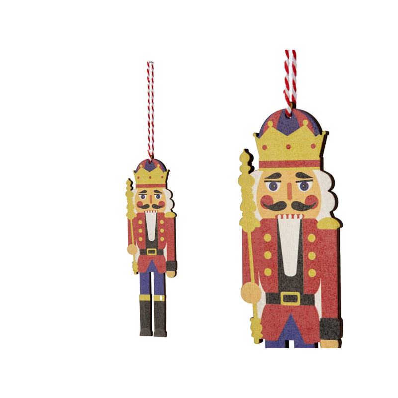 WOODEN NUTCRACKER W SCEPTER PENDANT ORNAMENT